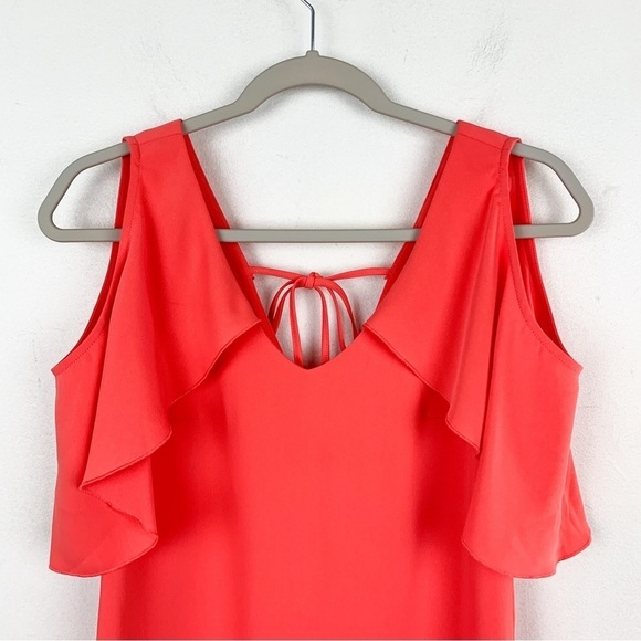 Trina Turk Womens Traverse Ruffle Sleeve Dress in Coral Lilly Sz XS - Picture 4 of 8
